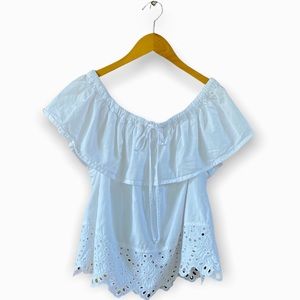 MADEWELL OFF THE SHOULDER  RUFFLED TOP MEDIUM